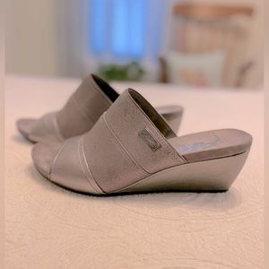 Anne Klein Sport Akchanay silver wedge sandals